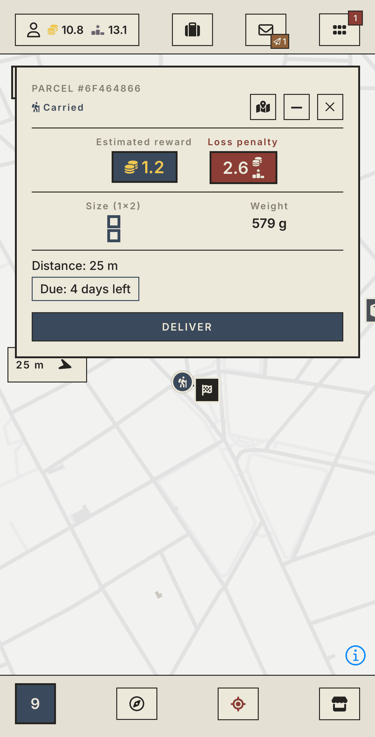 Delivering a parcel